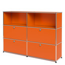 USM Haller Highboard L, Customisable, Pure orange RAL 2004, Open, With 2 drop-down doors, With 2 drop-down doors