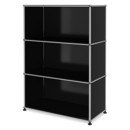 USM Haller Highboard M, Customisable, Graphite black RAL 9011, Open, Open, Open