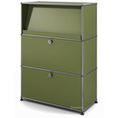 USM Haller Highboard M with Angled Shelf, Olive green RAL 6003