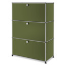 USM Haller Highboard M, Customisable, Olive green RAL 6003, With drop-down door, With drop-down door, With drop-down door