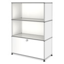 USM Haller Highboard M, Customisable, Pure white RAL 9010, Open, Open, With drop-down door