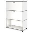 USM Haller Highboard M, Customisable, Pure white RAL 9010, With drop-down door, With drop-down door, Open