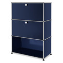 USM Haller Highboard M, Customisable, Steel blue RAL 5011, With drop-down door, With drop-down door, Open