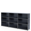 USM Haller Highboard XL, Customisable, Anthracite RAL 7016, Open, Open, Open