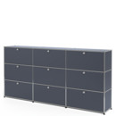 USM Haller Highboard XL, Customisable, Anthracite RAL 7016, With 3 drop-down doors, With 3 drop-down doors, With 3 extension doors