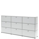 USM Haller Highboard XL, Customisable, USM matte silver, With 3 drop-down doors, With 3 drop-down doors, With 3 drop-down doors