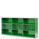USM Haller Highboard XL with 3 Glass Doors, with lock handle, USM green