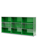 USM Haller Highboard XL with 3 Glass Doors, without lock, USM green