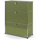 USM Haller Storage Unit with 3 Drawers, H 95 + 4 x W 75 x D 35 cm, Olive green RAL 6003