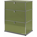 USM Haller Storage Unit with 3 Drawers, H 95 + 4 x W 75 x D 50 cm, Olive green RAL 6003