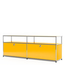 USM Haller Lowboard L with Extension, Customisable, Golden yellow RAL 1004, With 2 drop-down doors, With cable entry hole bottom centre
