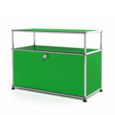 USM Haller Lowboard M with Extension, Customisable, USM green, With drop-down door, With cable entry hole top centre