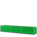 USM Haller Lowboard XL, Customisable, USM green, With 3 drop-down doors, 35 cm