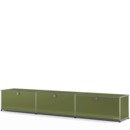 USM Haller Lowboard XL, Olive Green, Customisable, With 3 drop-down doors, 35 cm