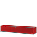 USM Haller Lowboard XL, Customisable, USM ruby red, With 3 drop-down doors, 50 cm