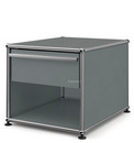 USM Haller Bedside Table with Drawer, Mid grey RAL 7005, Small (H 39 x B 42,5 x D 53 cm)