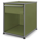 USM Haller Bedside Table with Drawer, Olive green RAL 6003, Large (H 54 x W 42,5 x D 53 cm)