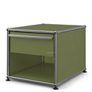 USM Haller Bedside Table with Drawer, Olive green RAL 6003, Small (H 39 x B 42,5 x D 53 cm)