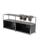 USM Haller Plant World Sideboard, Anthracite RAL 7016, Open, With 3 pots on the right, Basalt