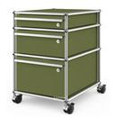 USM Haller Mobile Pedestal with 3 Drawers Type II (with Counterbalance), All compartments with a lock, Olive green RAL 6003