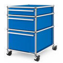 USM Haller Mobile Pedestal with 3 Drawers Type II (with Counterbalance), No locks, Gentian blue RAL 5010