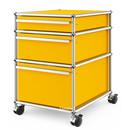 USM Haller Mobile Pedestal with 3 Drawers Type II (with Counterbalance), No locks, Golden yellow RAL 1004
