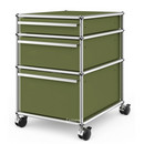 USM Haller Mobile Pedestal with 3 Drawers Type II (with Counterbalance), No locks, Olive green RAL 6003