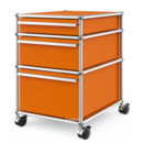 USM Haller Mobile Pedestal with 3 Drawers Type II (with Counterbalance), No locks, Pure orange RAL 2004