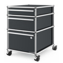USM Haller Mobile Pedestal with 3 Drawers Type II (with Counterbalance), Lowest drawer with lock, Anthracite RAL 7016