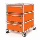 USM Haller Mobile Pedestal with 3 Drawers Type I (with Counterbalance), All compartments with a lock, Pure orange RAL 2004