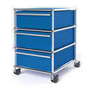 USM Haller Mobile Pedestal with 3 Drawers Type I (with Counterbalance), No locks, Gentian blue RAL 5010