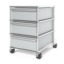 USM Haller Mobile Pedestal with 3 Drawers Type I (with Counterbalance), No locks, USM matte silver