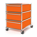 USM Haller Mobile Pedestal with 3 Drawers Type I (with Counterbalance), No locks, Pure orange RAL 2004