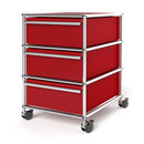 USM Haller Mobile Pedestal with 3 Drawers Type I (with Counterbalance), No locks, USM ruby red