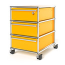 USM Haller Mobile Pedestal with 3 Drawers Type I (with Counterbalance), Top drawer with lock, Golden yellow RAL 1004