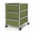 USM Haller Mobile Pedestal with 3 Drawers Type I (with Counterbalance), Top drawer with lock, Olive green RAL 6003