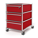 USM Haller Mobile Pedestal with 3 Drawers Type I (with Counterbalance), Top drawer with lock, USM ruby red