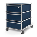 USM Haller Mobile Pedestal with 3 Drawers Type I (with Counterbalance), Top drawer with lock, Steel blue RAL 5011