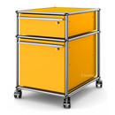 USM Haller Mobile Pedestal with Hanging File Basket, All compartments with a lock, Golden yellow RAL 1004