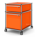USM Haller Mobile Pedestal with Hanging File Basket, All compartments with a lock, Pure orange RAL 2004