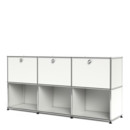 USM Haller Sideboard 50, Customisable, Pure white RAL 9010, With 3 drop-down doors, Open