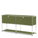 USM Haller Sideboard L with 2 Drop-down Doors, Lower Tier Structure, Olive Green