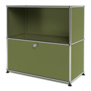 USM Haller Sideboard M, Customisable, Olive green RAL 6003, Open, With drop-down door