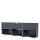 USM Haller Sideboard XL, Customisable, Anthracite RAL 7016, With 3 drop-down doors, Open