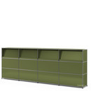 USM Haller Counter Type 2 (with Angled Shelves), Olive green RAL 6003, 300 cm (4 elements), 35 cm