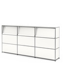 USM Haller Counter Type 2 (with Angled Shelves), Pure white RAL 9010, 225 cm (3 elements), 35 cm
