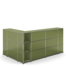 USM Haller Counter Type 4, Olive green RAL 6003, Corner open