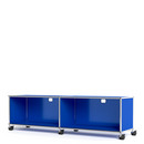 USM Haller TV-/HiFi-Lowboard, Customisable, Gentian blue RAL 5010, With 2 extension doors, With cable entry hole top centre