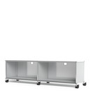 USM Haller TV-/HiFi-Lowboard, Customisable, Light grey RAL 7035, With 2 drop-down doors, With cable entry hole top centre