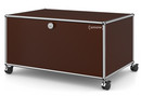 USM Haller TV Lowboard with Castors, With drop-down door and rear panel, USM brown